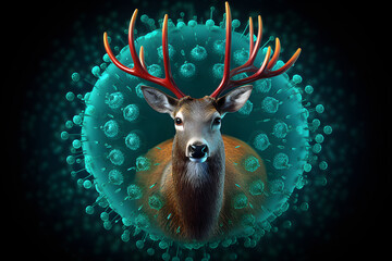 Logo of deer virus. Icon of deers zombie-like virus