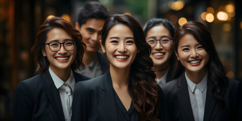 A Group of Young Asian Business Women in Elegant Business Suits