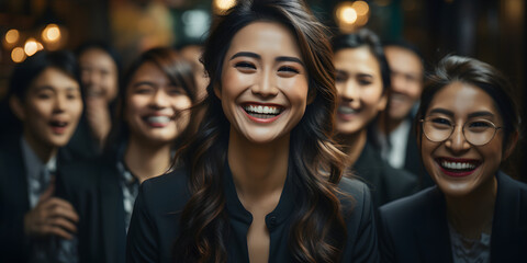 Fototapeta premium A Group of Young Asian Business Women in Elegant Business Suits
