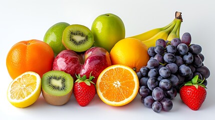 Including various types of fruits white background