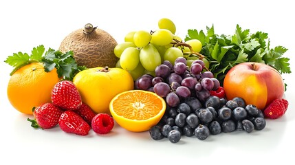Naklejka na ściany i meble Including various types of fruits white background