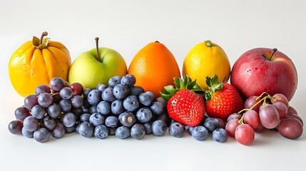 Including various types of fruits white background