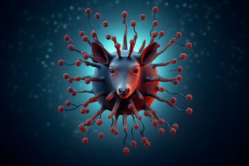Logo of deer virus. Icon of deers zombie-like virus