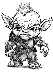 baby orc coloring book , white background