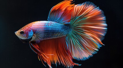 Fototapeta premium Multi color Siamese fighting fish(Rosetail)(halfmoon),fighting fish,Betta splendens,on nature background