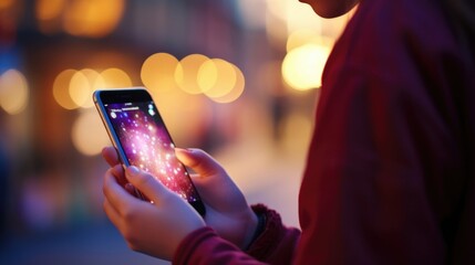 Closeup of a teenage finger tapping on the screen to reply to a friends message on a social media app.