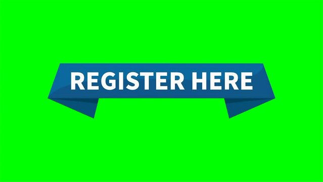Register Here Motion Video Blue Rectangle Ribbon Shape On Green Screen Background For Promotion Recruitment Member Business Marketing Social Media Information
