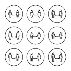 Social distancing vector. social distance sign and symbol. self quarantine sign