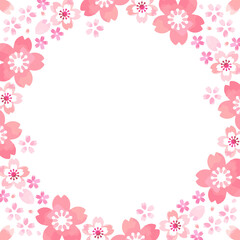 Obraz na płótnie Canvas 桜の花のイラストフレーム、正方形