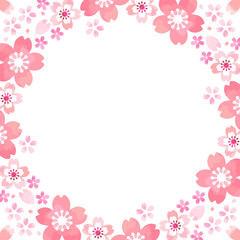 桜の花のイラストフレーム、正方形