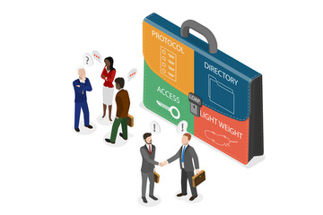 3D Isometric Flat  Conceptual Illustration of Lightweight Directory Access Protocol, LDAP