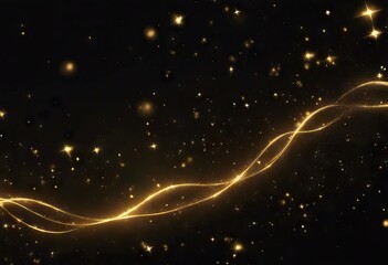 Fototapeta na wymiar Beautiful Golden Star Trail Moving Through the Screen with Twinkling Particles Floating in the Air Gold Dust Glowing Bokeh Flying on Black Background Magical Style 3d Animation stock videoGlittering