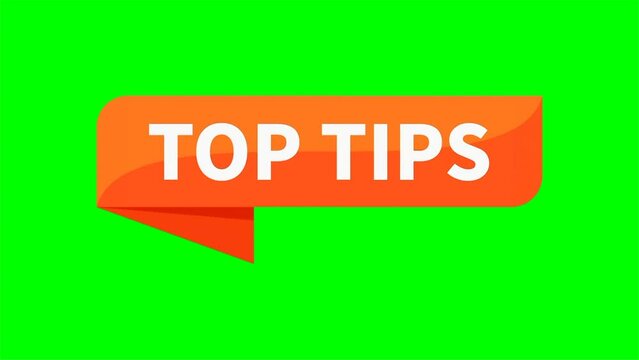 Top Tips Orange Ribbon Rectangle Shape On Green Screen Background For Information Knowledge Announcement Social Media Business Marketing
