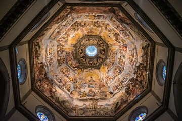 Frescoes with a doomsday theme inside the Duomo of Santa Maria del Fiore cathedral, Florence ITALY