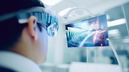 Closeup of a tooth being digitally manipulated in 3D on a patients AR headset.