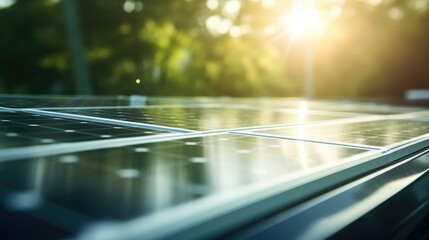 Closeup of the solar panels on top of an ecofriendly bus - obrazy, fototapety, plakaty