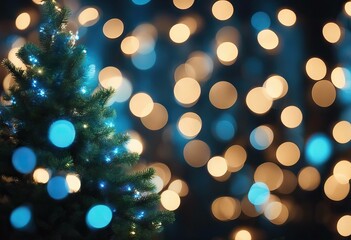 Obraz premium Blurred christmas tree blue lights loopable stock videoChristmas Backgrounds Christmas Tree Holiday Event Christmas