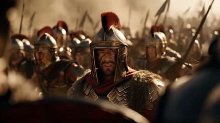 Fototapeta na wymiar Roman soldiers in formation