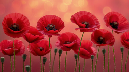 A Collection of Red poppies  Flowers Grouped Together in a Breathtaking Display