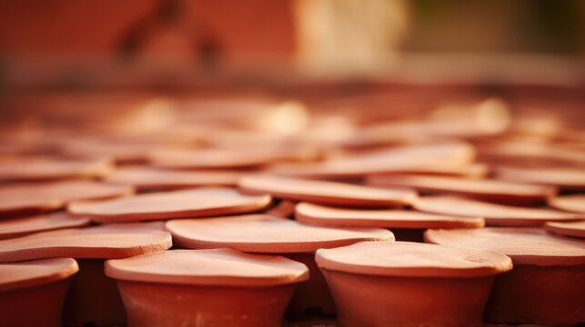 Closeup of a terracotta tile, made using traditional techniques and sustainable clay materials.