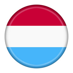 Luxembourg flag button 3d illustration with clipping path