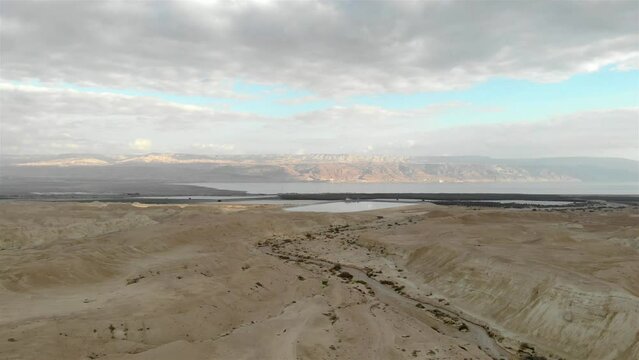 Dead Sea and Edom Mountains, Judean Desert, Aerial
Drone view over Dead Sea and Edom Mountains, Judean Desert, Israel
