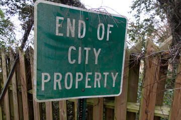 End of  city property street sign 