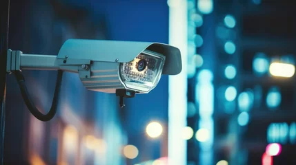 Fototapeten Closeup of a smart surveillance camera with infrared sensors for night vision capabilities. © Justlight