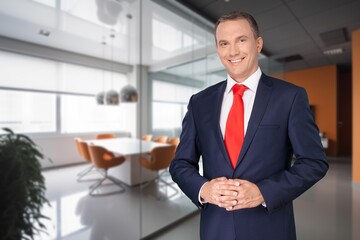 Fototapeta premium Happy business man standing in office.