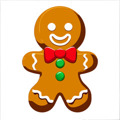 Gingerbread man. New year cookies, sweets. Cute christmas gingerbread man in flat style isolated on white background. Christmas icon. Holiday winter symbols. Festive treats. Vector illustration.	
