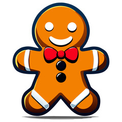 Gingerbread man. New year cookies, sweets. Cute christmas gingerbread man in flat style isolated on white background. Christmas icon. Holiday winter symbols. Festive treats. Vector illustration.	
