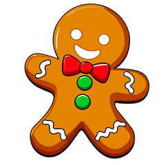 Gingerbread man. New year cookies, sweets. Cute christmas gingerbread man in flat style isolated on white background. Christmas icon. Holiday winter symbols. Festive treats. Vector illustration.	
