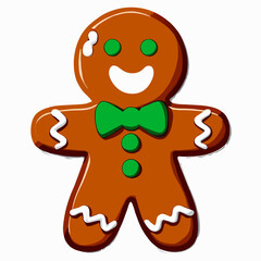 Gingerbread man. New year cookies, sweets. Cute christmas gingerbread man in flat style isolated on white background. Christmas icon. Holiday winter symbols. Festive treats. Vector illustration.	
