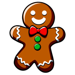Gingerbread man. New year cookies, sweets. Cute christmas gingerbread man in flat style isolated on white background. Christmas icon. Holiday winter symbols. Festive treats. Vector illustration.	
