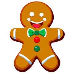 Gingerbread man. New year cookies, sweets. Cute christmas gingerbread man in flat style isolated on white background. Christmas icon. Holiday winter symbols. Festive treats. Vector illustration.	
