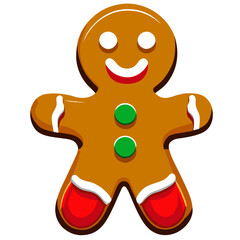 Gingerbread man. New year cookies, sweets. Cute christmas gingerbread man in flat style isolated on white background. Christmas icon. Holiday winter symbols. Festive treats. Vector illustration.	
