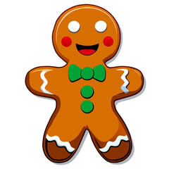 Gingerbread man. New year cookies, sweets. Cute christmas gingerbread man in flat style isolated on white background. Christmas icon. Holiday winter symbols. Festive treats. Vector illustration.	
