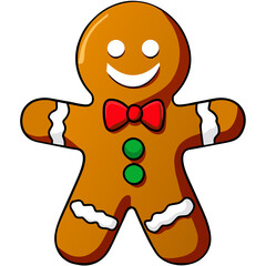Obraz premium Gingerbread man. New year cookies, sweets. Cute christmas gingerbread man in flat style isolated on white background. Christmas icon. Holiday winter symbols. Festive treats. Vector illustration. 