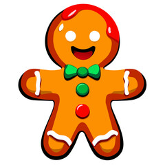 Gingerbread man. New year cookies, sweets. Cute christmas gingerbread man in flat style isolated on white background. Christmas icon. Holiday winter symbols. Festive treats. Vector illustration.	
