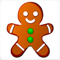 Gingerbread man. New year cookies, sweets. Cute christmas gingerbread man in flat style isolated on white background. Christmas icon. Holiday winter symbols. Festive treats. Vector illustration.	

