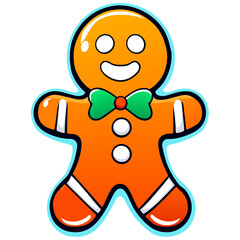 Gingerbread man. New year cookies, sweets. Cute christmas gingerbread man in flat style isolated on white background. Christmas icon. Holiday winter symbols. Festive treats. Vector illustration.	
