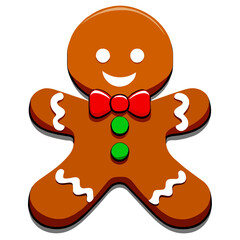 Gingerbread man. New year cookies, sweets. Cute christmas gingerbread man in flat style isolated on white background. Christmas icon. Holiday winter symbols. Festive treats. Vector illustration.	
