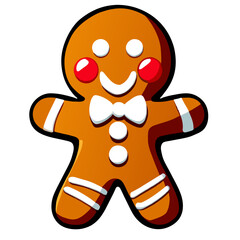 Gingerbread man. New year cookies, sweets. Cute christmas gingerbread man in flat style isolated on white background. Christmas icon. Holiday winter symbols. Festive treats. Vector illustration.	
