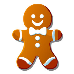 Gingerbread man. New year cookies, sweets. Cute christmas gingerbread man in flat style isolated on white background. Christmas icon. Holiday winter symbols. Festive treats. Vector illustration.	
