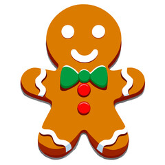 Gingerbread man. New year cookies, sweets. Cute christmas gingerbread man in flat style isolated on white background. Christmas icon. Holiday winter symbols. Festive treats. Vector illustration.	
