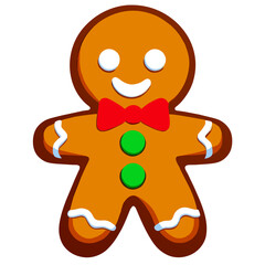 Gingerbread man. New year cookies, sweets. Cute christmas gingerbread man in flat style isolated on white background. Christmas icon. Holiday winter symbols. Festive treats. Vector illustration.	
