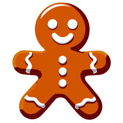 Gingerbread man. New year cookies, sweets. Cute christmas gingerbread man in flat style isolated on white background. Christmas icon. Holiday winter symbols. Festive treats. Vector illustration.	
