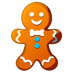 Gingerbread man. New year cookies, sweets. Cute christmas gingerbread man in flat style isolated on white background. Christmas icon. Holiday winter symbols. Festive treats. Vector illustration.	
