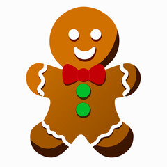 Gingerbread man. New year cookies, sweets. Cute christmas gingerbread man in flat style isolated on white background. Christmas icon. Holiday winter symbols. Festive treats. Vector illustration.	
