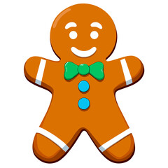 Gingerbread man. New year cookies, sweets. Cute christmas gingerbread man in flat style isolated on white background. Christmas icon. Holiday winter symbols. Festive treats. Vector illustration.	
